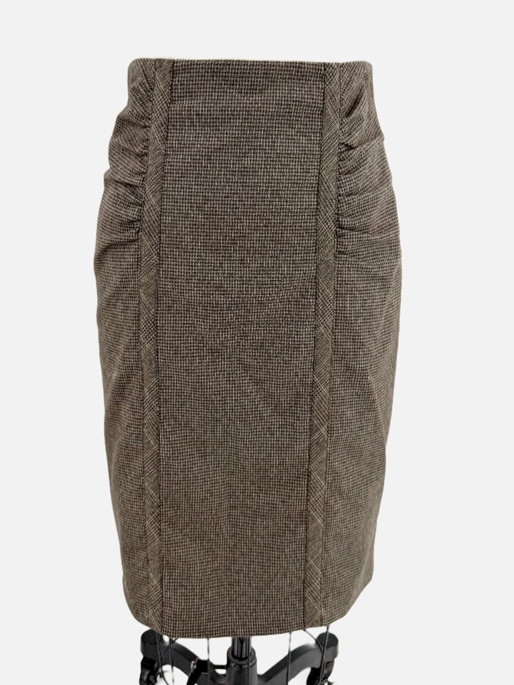 Nanette Lepore Herringbone Ruched Brown Pencil Skirt - 4